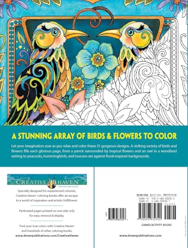 Creative Haven Birds and Blossoms Coloring Book (Adult Coloring Books: Animals) Dover Publications
