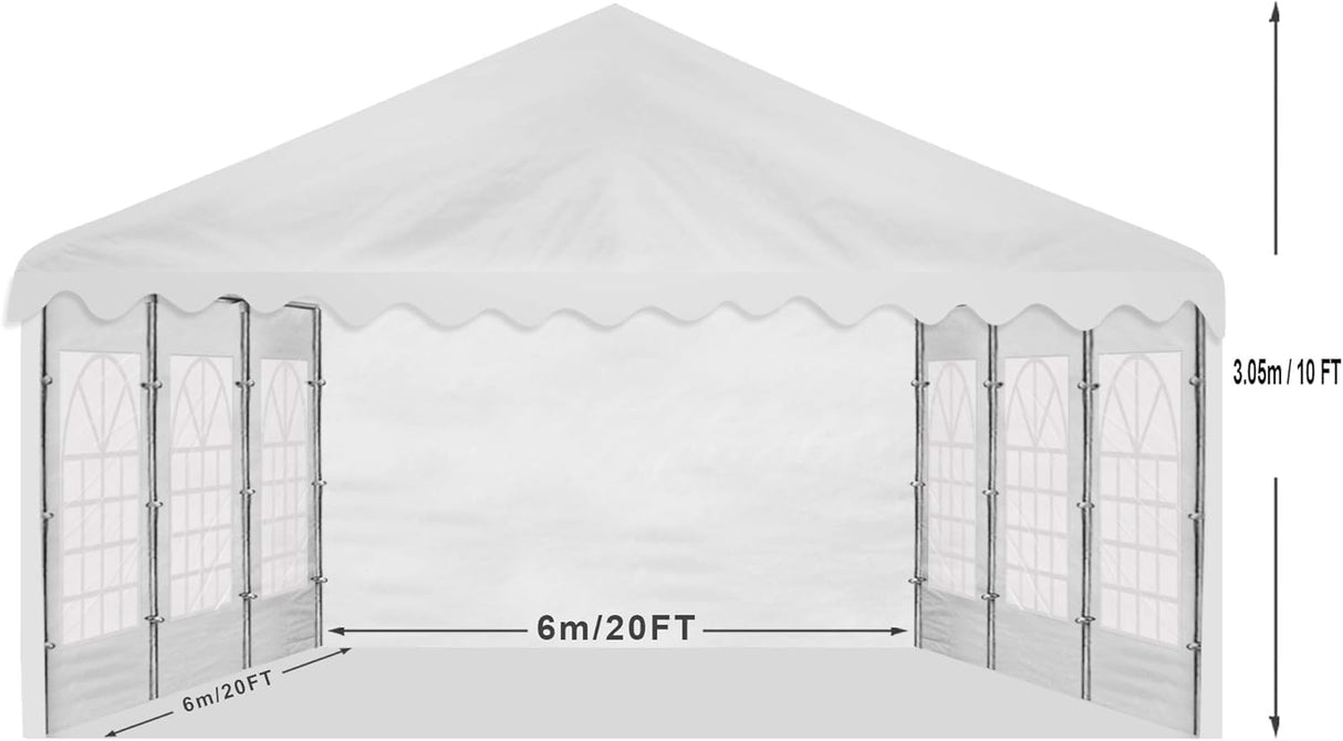 AMERICAN PHOENIX 20x20 Party Tent Heavy Duty Canopy Shelter for Wedding Commercial Event Trade Show with Removable Sidewalls and Windows White (20x20 ft - PE) AMERICAN PHOENIX