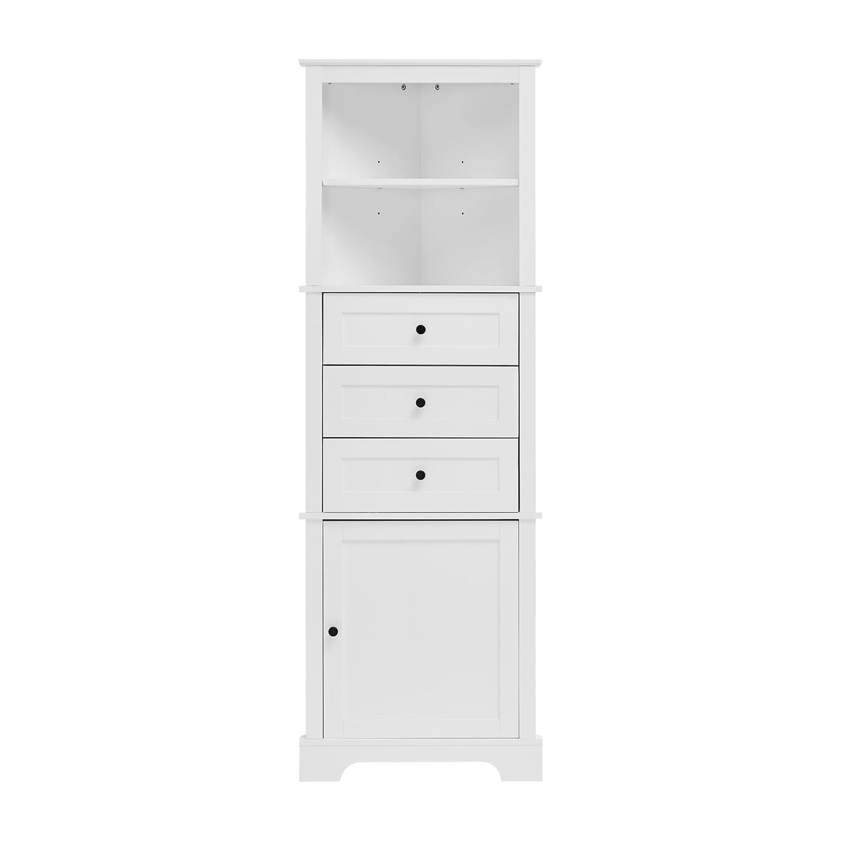 Merax 69" H Tall Corner Cabinet with Adjustable Shelves and Drawers, Storage Bookshelf Space Saver for Bathroom or Kitchen, White Merax