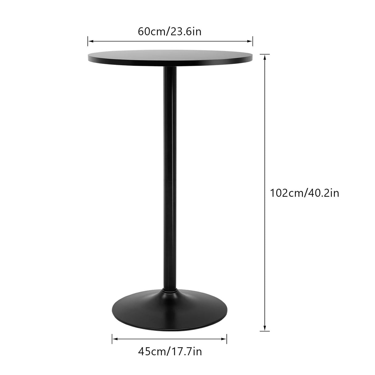 Pazidom Round Bar Table 40" Height Modern High Top Pub Table with Solid Top & Sturdy Metal Base, Cocktail Table for Bistro, Home, Kitchen or Dining Room, Black Pazidom