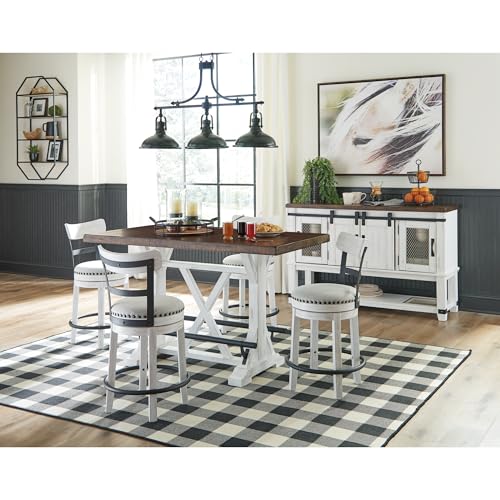 Signature Design by Ashley Valebeck 24.5" Modern Swivel Counter Height Barstool, Whitewash Signature Design by Ashley