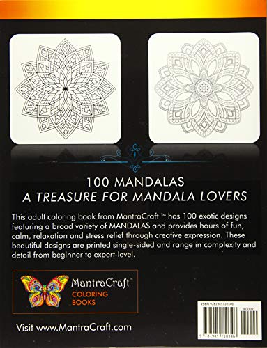 Coloring Book For Adults: 100 Mandalas: Stress Relieving Mandala Designs for Adults Relaxation WoodArtSupply