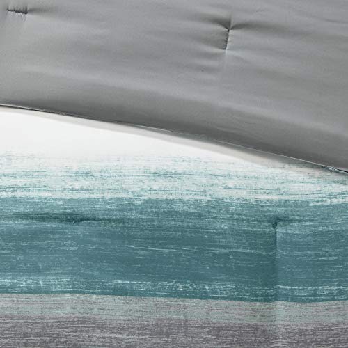 Madison Park Essentials Twin Comforter Set, Bed in a Bag Twin, Watercolor Print Coastal Comforter & Chambray Cotton Sheet Set, All Season Bedding Set, Saben, Aqua Twin (68 in x 86 in) 7 Piece Madison Park