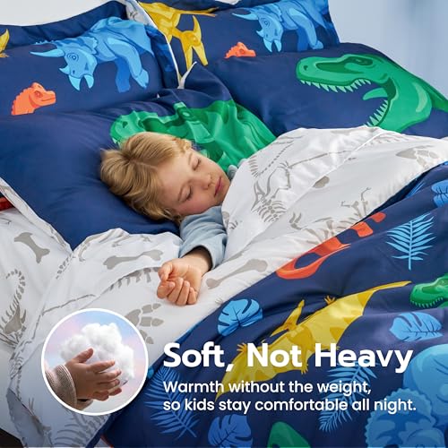 Joiedomi Kid Twin Comforter Set 5 Piece Dinosaur Bedding Set for Boys Girls Super Soft Microfiber Bed in a Bag with Comforter Sheets Pillowcase Sham Joiedomi