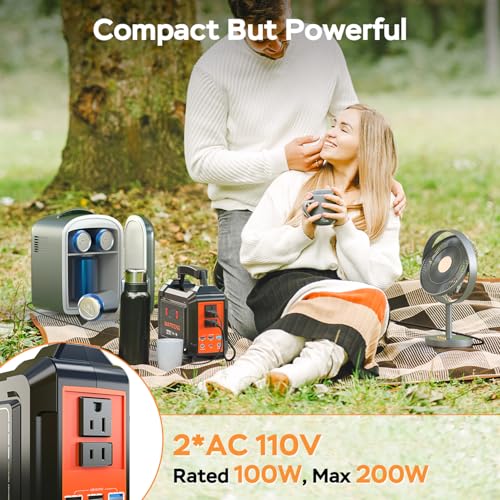 Portable Power Station 100W MARBERO Camping Solar Generator 167Wh Power Bank with AC Outlet 110V with Multi-Output LED Flashlights for CPAP Home Camping Hurricane Emergency MARBERO