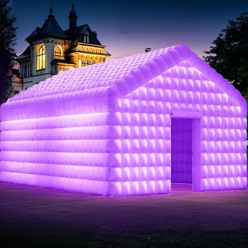 CZGBRO Large Inflatable Nightclub with Light, 20X16.5X12FT White Disco Cube Gazebo Event House Portable Inflatable Party Tent for Birthday, Wedding, School Events, Backyard Party, Rental Business CZGBRO
