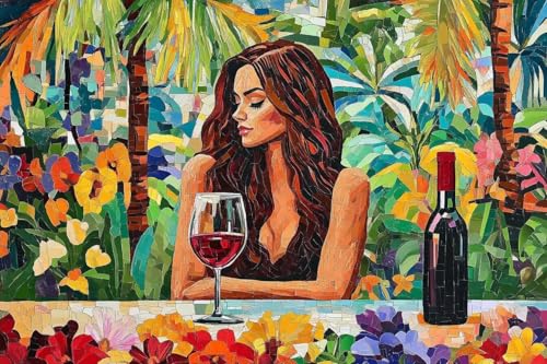 LNZZ Orchard Wine Woman Diamond Painting Kits for Adults Beginners,5D DIY Diamond Art Kit,Full Round Drill Diamond Gem Art for Adults,Home Wall Decor 12x16 Inch LNZZ