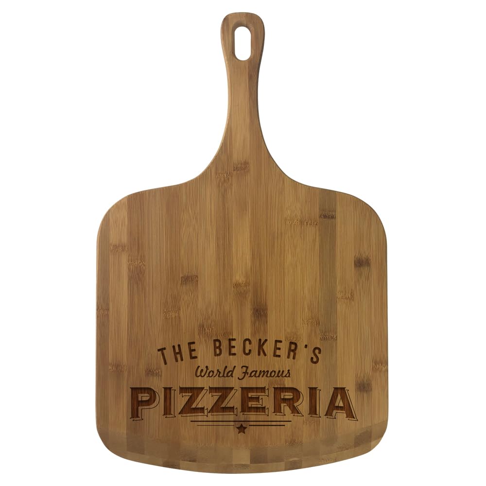 Personalized Bamboo Pizza Peel, World Famous Pizzeria, Measures 23 1/2" x 14 1/2" Engraved Pizza Board, Custom Pizzeria Decor GiftsForYouNow