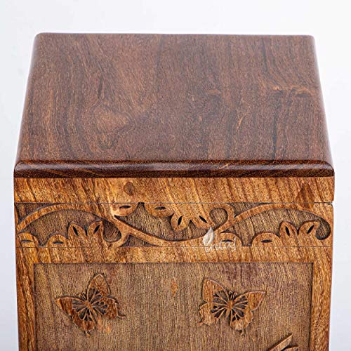 INTAJ Wooden Cremation Urn for Human Ashes, Adult INTAJ Rosewood Urn for Ashes, Humming Bird Funeral Cremation Urn Hand-Crafted - Burial Urn Box INTAJ