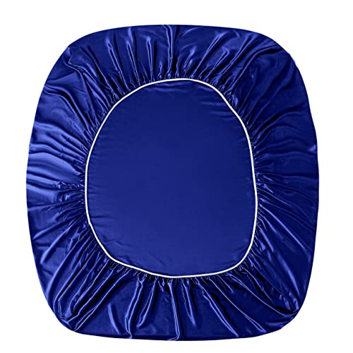 Manyshofu Satin Full Sheets Set 4 Piece - Soft Silky Satin Sheets Set, Royal Blue Bed Sheets Cooling & Luxury Bedding Sheet Set(1 Fitted Sheet, 1 Flat Sheet, 2 Pillow Cases) Manyshofu