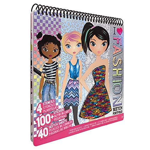 Fashion Angels Fashion Design Sketch Portfolio - Sketch Book for Beginners, Sketch Pad with Stencils and Stickers for Kids 6 and Up, Brown(Covers May Vary) Fashion Angels