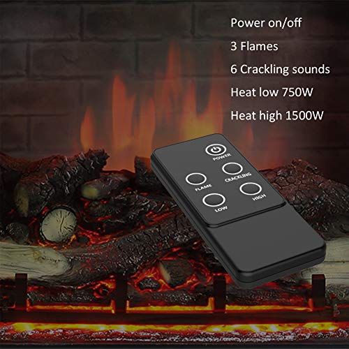 RICHFLAME Gavin 23 Inches Electric Fireplace Insert with Log Speaker, Designed for Stud, Wood Burning Opening, Cabinet & Wood Mantel, Remote Control, 750/1500W, Black RICHFLAME