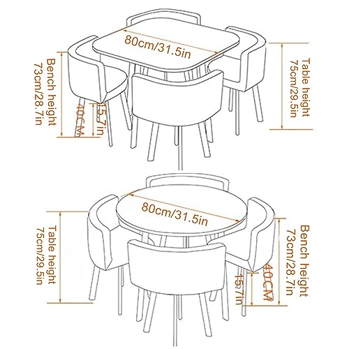 GAZOGJ Modern Round Dining Table Set with 4 Chairs for Small Office Conference Room 80cm,Pu Red-80cm(31.5") GAZOGJ