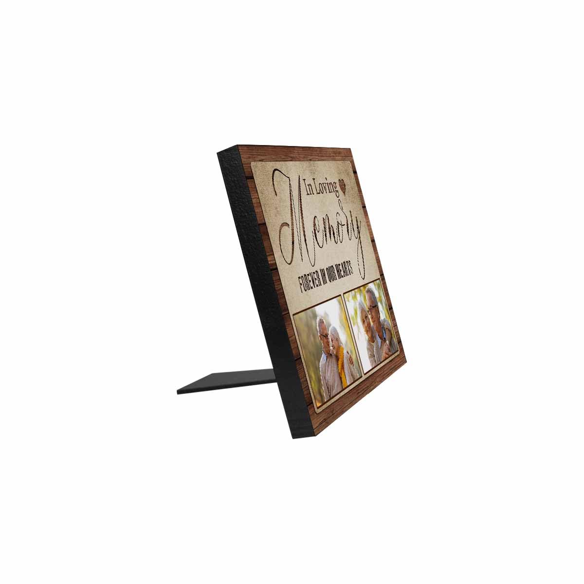 InterestPrint Customized in Loving Memory Picture Frames Forever in Our Hearts 2 Photos Wooden Photo Frame Personalized Tabletop Memorial Photo Frame Sympathy Gifts for Loss of Loved Pet Mother InterestPrint