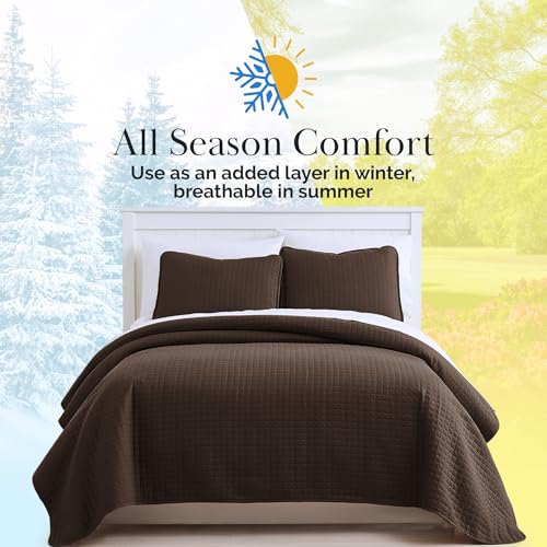 Southshore Fine Living, Inc. Oversized King Quilt Bedding Set, Soft Brushed Microfiber Bedspread, Pet Hair Resistant Bedding, California/King Quilt Coverlet Set with 2 Shams, Chocolate Brown Southshore Fine Living, Inc.