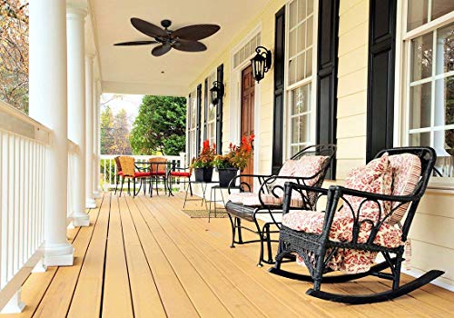 Honeywell Ceiling Fans Palm Island, 52 Inch Tropical Indoor Outdoor Ceiling Fan with No Light, Pull Chain, Three Mounting Options, 5 Palm Leaf Blades, Wet-Rated - 50207-01 (Bronze) Honeywell Ceiling Fans