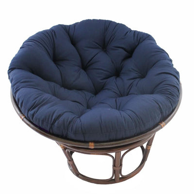 International Caravan Furniture Piece 42-Inch Rattan Papasan Chair with Solid Twill Cushion