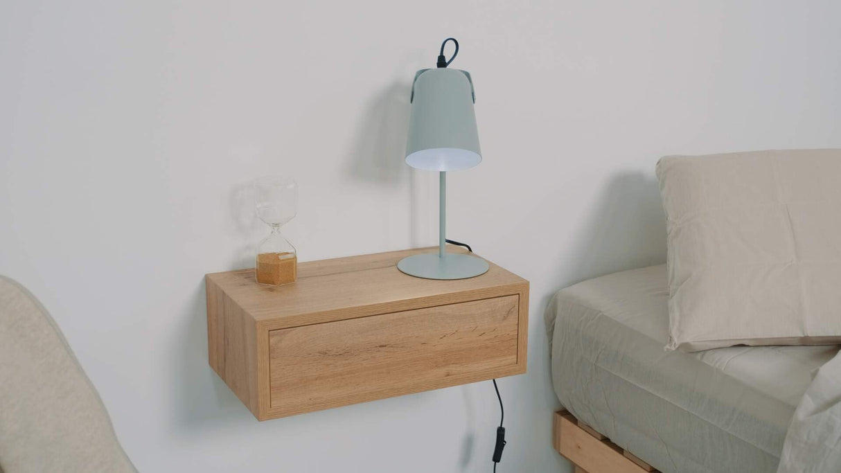 Mobili Fiver, Riccardo Floating nightstand, Rustic Oak, 17.7" x 9.8" x 6.1 ", Laminate-Finished, Modern Bedside Table, End Table, Italian Furniture Mobili Fiver