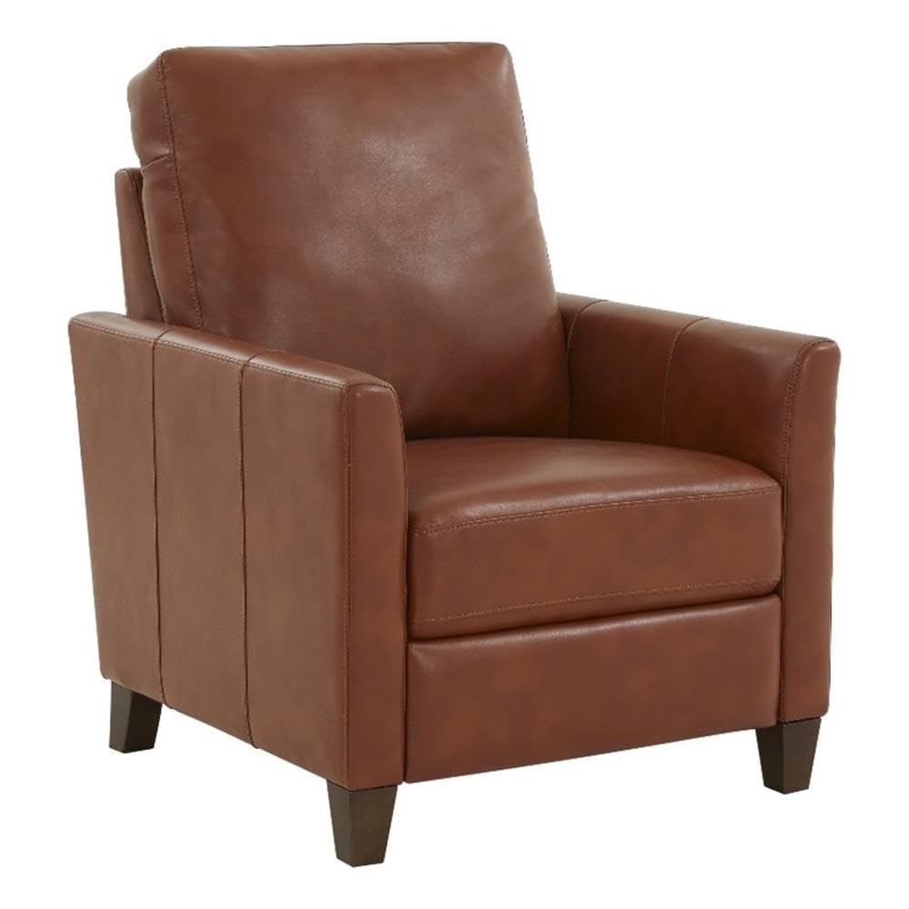 Comfort Pointe Penny Caramel Brown Faux Leather Modern Push Back Recliner Comfort Pointe