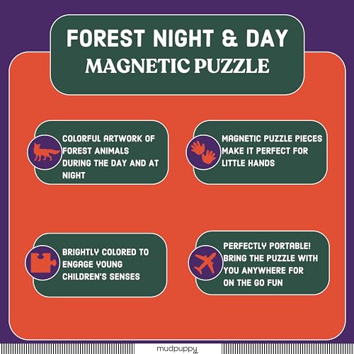 Mudpuppy Forest Night & Day - Tri Fold Magnetic Puzzles Featuring Two 20 Piece Forest Themed Artwork Mudpuppy