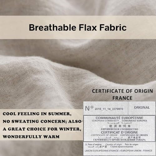 Simple&Opulence 100% Linen Duvet Cover Set with Embroidery Border Washed - 3 Pieces (1 Duvet Cover with 2 Pillow Shams) with Button Closure Soft Breathable Farmhouse - Linen, Full Size Simple&Opulence