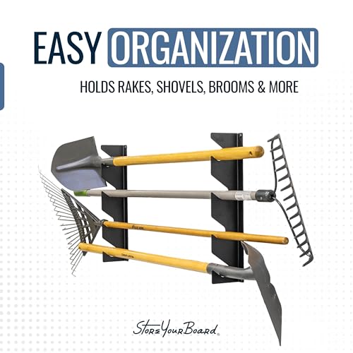 Shed Tool Organizer Wall Mount, Garage Organization, Garden Tool Organizer for Shovels and Rakes, Solid Steel Holds 100 lbs, StoreYourBoard StoreYourBoard
