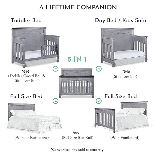 Evolur Santa Fe 5-in-1 Convertible Crib, Storm Grey Evolur
