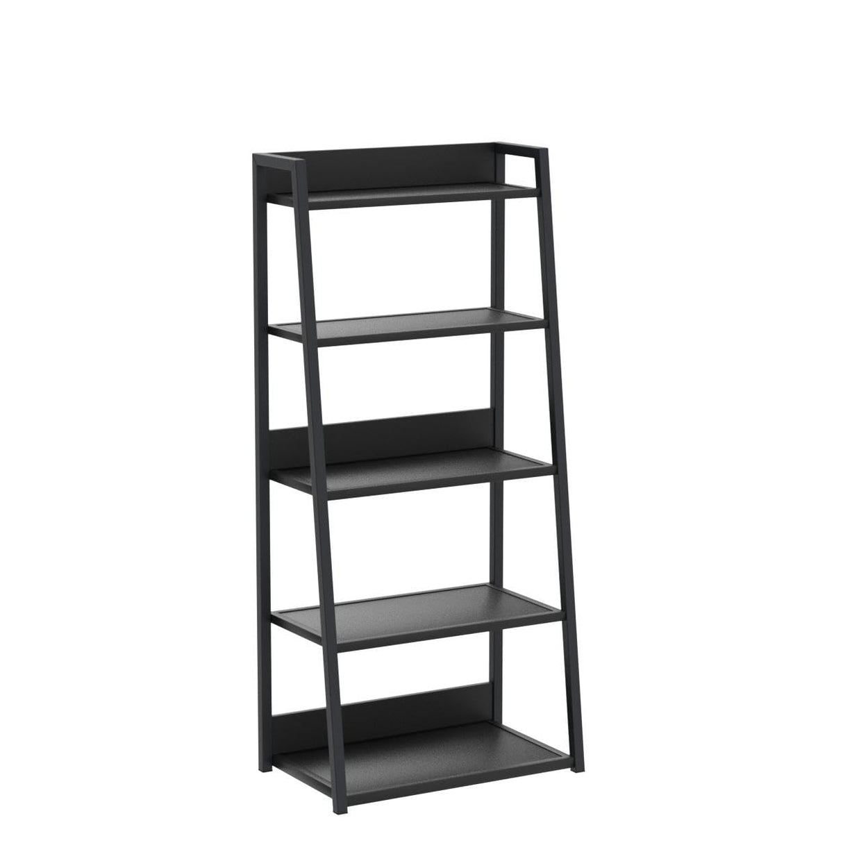 IOTXY 5 Tier Open Bookshelf - Steel and Wood Display Stand, 50CM Width Floor-Standing Bookcase, Black IOTXY