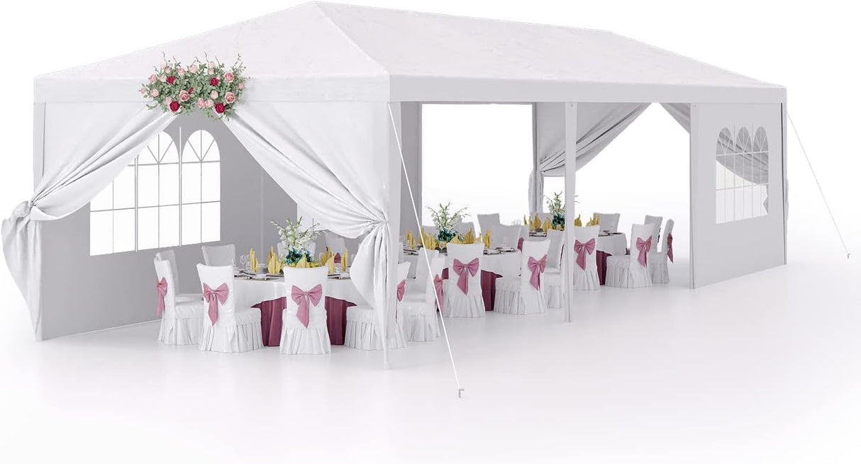Devoko 10'x30' Heavy Duty Canopy Tent, Waterproof Outdoor Wedding Party Tent with UV Protection & Sidewalls, Wind Resistant Portable Gazebo for Backyard, Events, Patio Devoko
