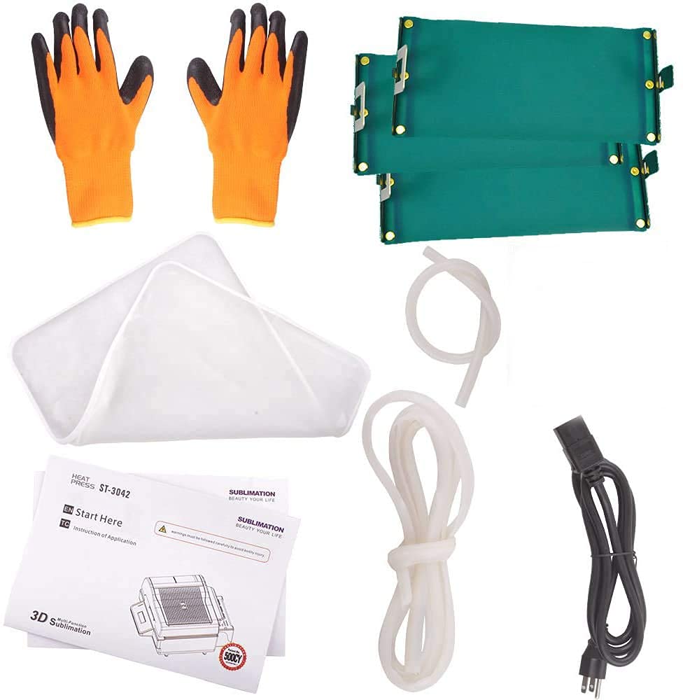 INTSUPERMAI 3D Vacuum Sublimation Heat Press Machine Muti-fuction Sublimation Machine Kit with 9 Pieces Rubber Clamp 2 Heat Resistant Tape for Mugs Transfering Printing 2800W INTSUPERMAI