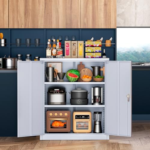 Greenvelly Metal Storage Cabinet with Doors and Shelves,Lockable Storage Cabinet for Office,36”Dark Gray Metal Utility Cabinet Garage Cabinets, Lockable File Cabinet for Home Office, Garage, Kitchen Greenvelly