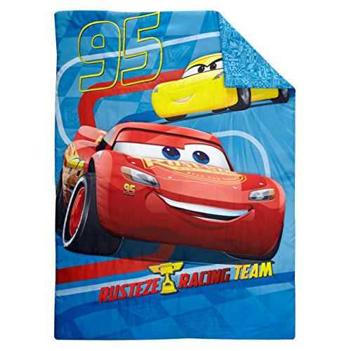 Disney Cars Rusteze Racing Team 4 Piece Toddler Bedding Set, Blue/Red/Yellow/White Disney