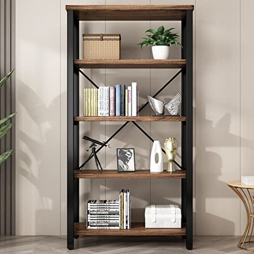 5-Tier Vintage Industrial Solid Wood Bookshelf with Metal Frame AY-AOYUAN