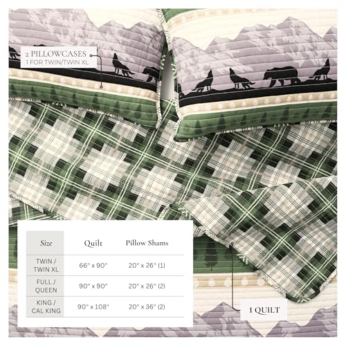 Great Bay Home 3-Piece Reversible Rustic Lodge Bedspread Quilt with 2 Shams. All-Season Quilt Set. (King, Salt Creek) Great Bay Home