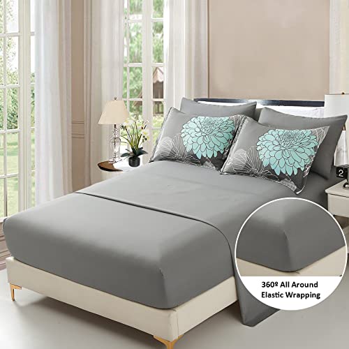 Yiran 7 Pieces Bed in a Bag Floral Comforter Set Queen Flowers Bedding Set Soft Microfiber Boho Comforter Sets with 1 Comforter 1 Flat Sheet 1 Fitted Sheet 2 Pillowshams and 2 Pillowcases Yiran