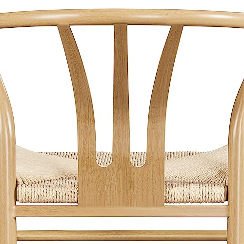 Yaheetech Weave Dining Chairs Weave Arm Chairs Set of 4 Mid-Century Modern Chair Dining Room Chairs Metal Frame Accent Chair Rattan Dining Chairs Weave Hemp Seat, Wood Color Yaheetech