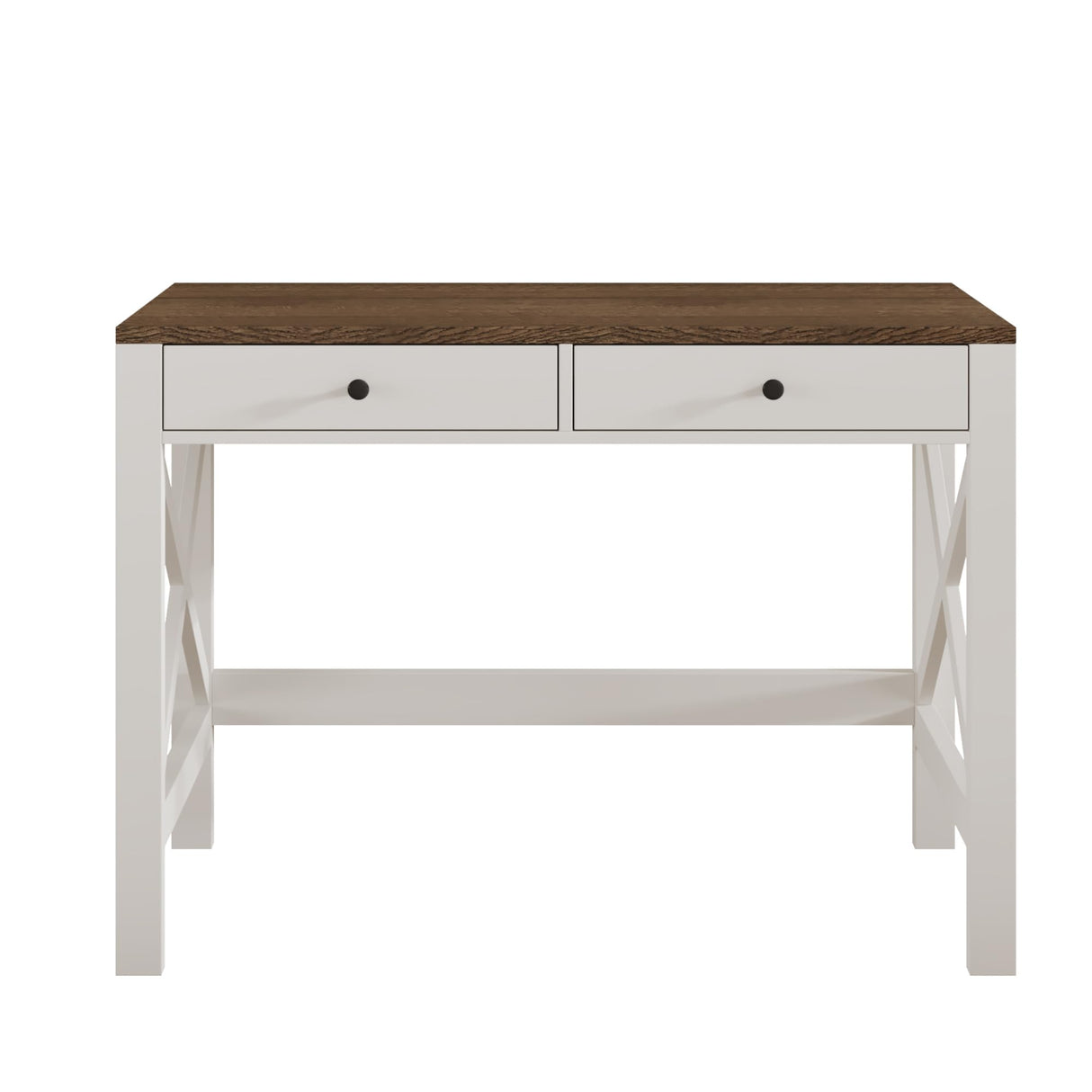 ChooChoo Farmhouse Desk 39" Computer Desk with Drawers, Small Study Writing Table with Stable X Frame for Home Office ChooChoo