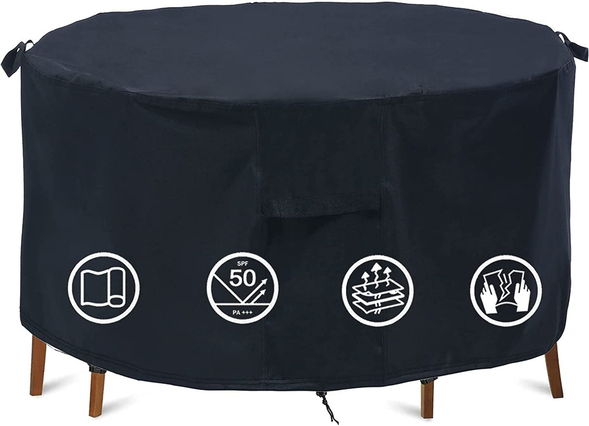 Round Patio Furniture Covers - 82" Dia Waterproof Table & Fire Pit Cover - Anti-Fading for Outdoor Dining Sets TIFILE