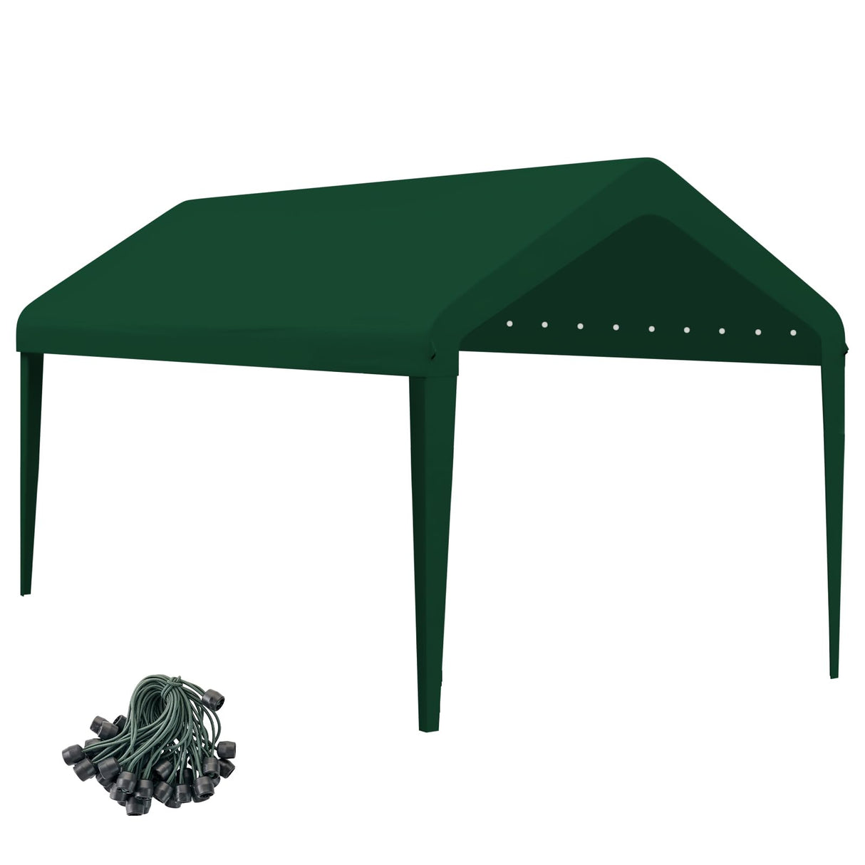 GOTRUTH 10x20 Canopy Replacement Cover, Carport Replacement Canopy Top Cover for 10' x 20' Frame, 800D Heavy Duty Waterproof & UV Protected Car Canopy with Ball Bungees (Frame is not Included) (Green) GOTRUTH