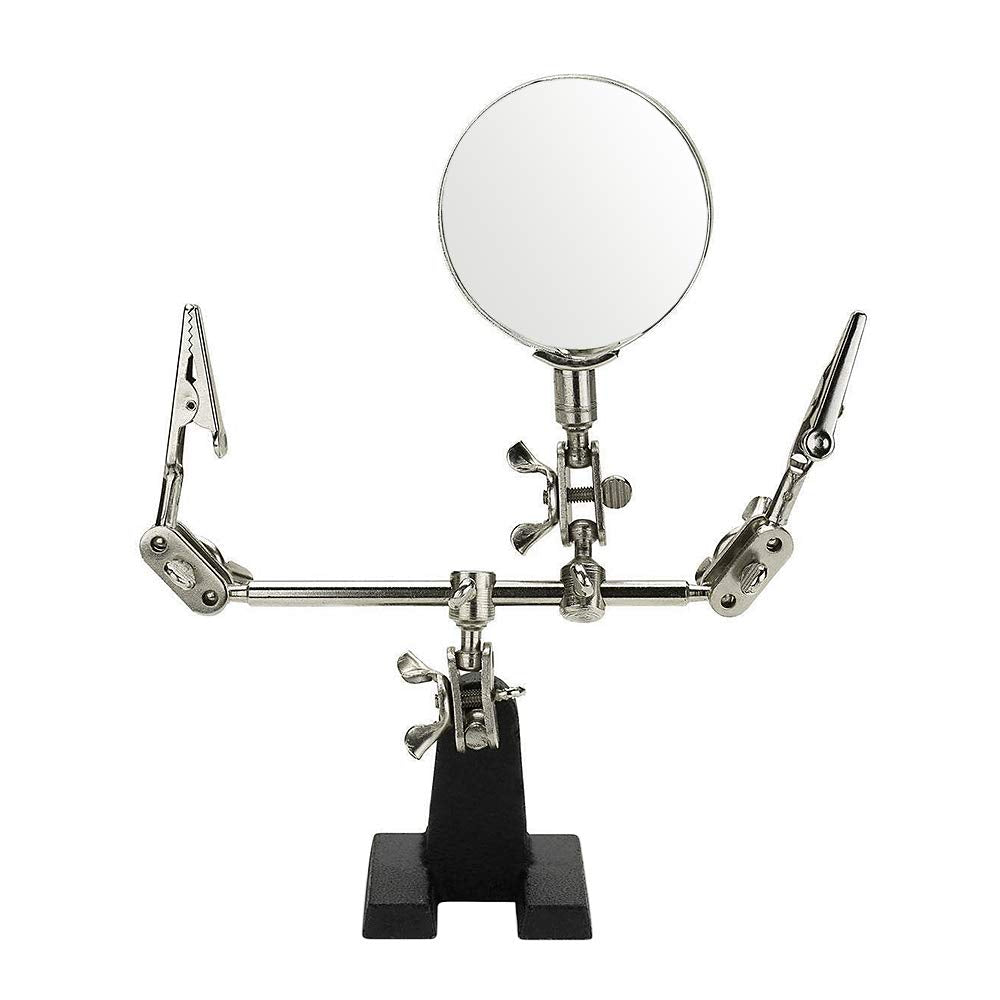 Helping Hands Magnifier Soldering Station, mlogiroa 2.5X Magnifying Glass Third Hand Soldering Stand with Dual Adjustable Alligator Clips for Welding, Jewelry, Small Precision Projects Inspection mlogiroa