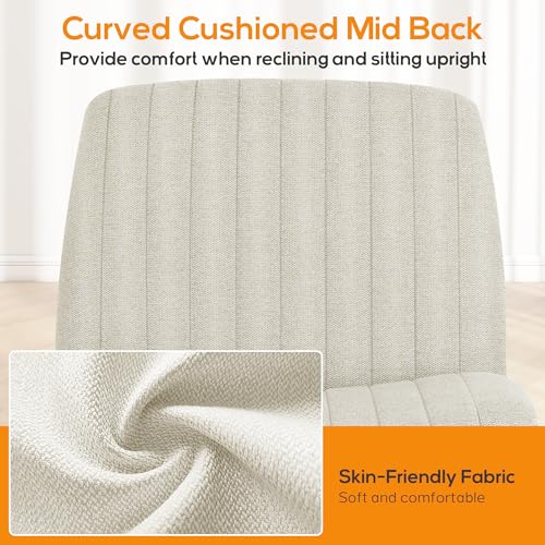 DUMOS Criss Cross Chair Legged Office Wide Comfy Desk Seat, No Wheels Armless Computer Task Seating, Swivel Vanity Home Height Adjustable DUMOS