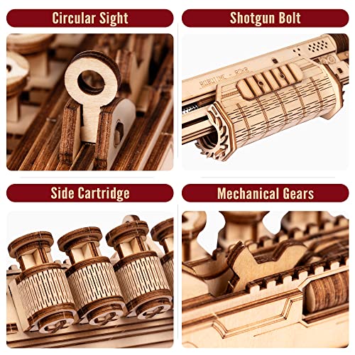 ROKR 3D Wooden Puzzle Rubber Band Guns for Adults,Toy Shotgun Model Building Kits for Adults to Build,Toy Guns for Kids 12-14,Challenge Wood Crafts Puzzles for Adults,Cool Toys Hobbies for Men Women ROKR