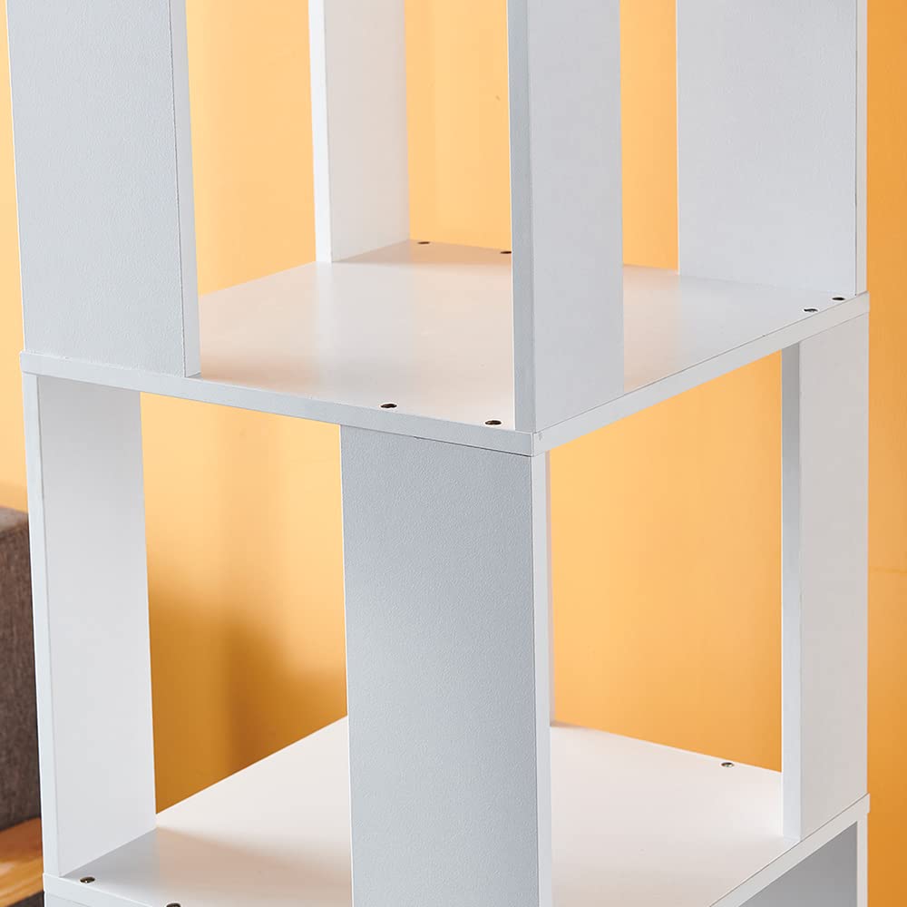 RVEE 360° Rotating White 6-Tier Corner Bookshelf for Home and Office RVEE