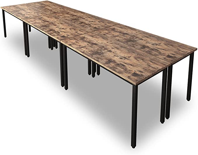 Bonzy Home Conference Tables 14ft Office Computer Desk for Meeting Room Study Writing Printer Table for 16 People Save Space Design Rustic Vintage Brown 6PCS (165.3"x47.2"x29.5") Bonzy Home