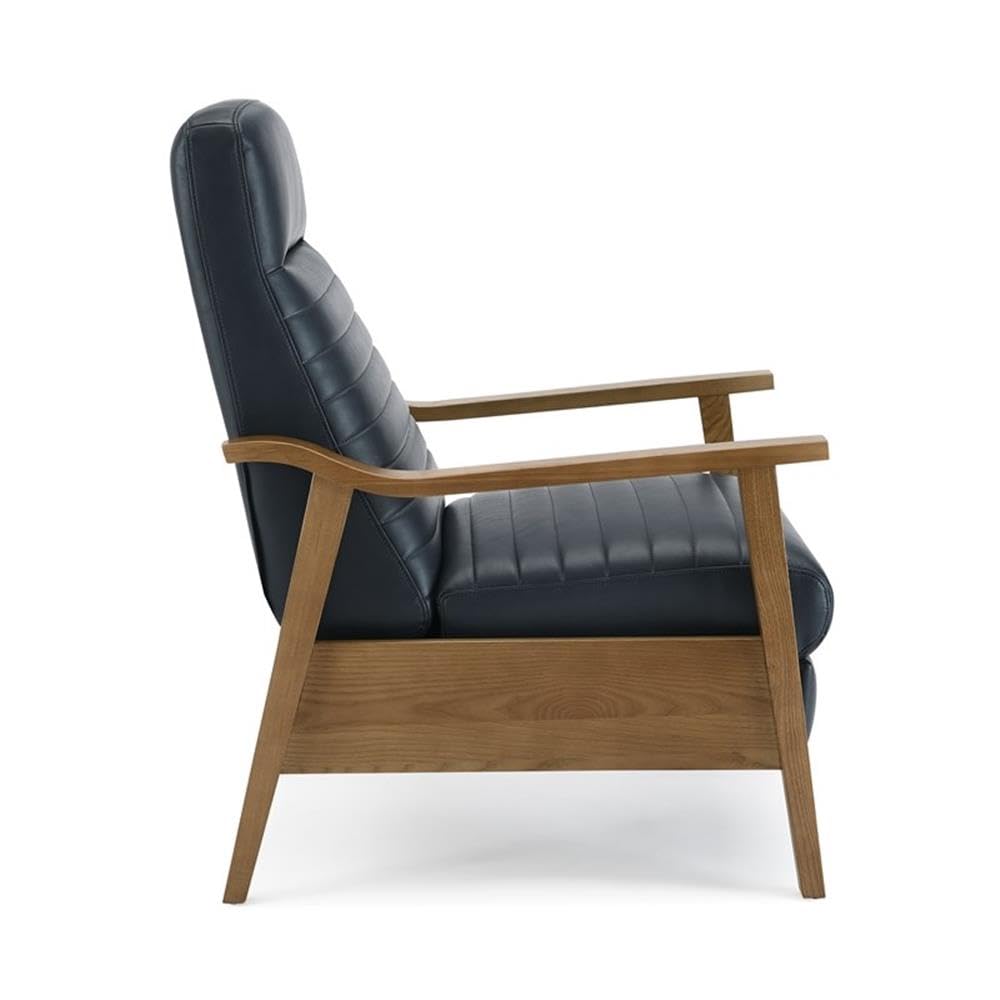 Comfort Pointe Arthur Midnight Blue Faux Leather Wood Arm Push Back Recliner Comfort Pointe