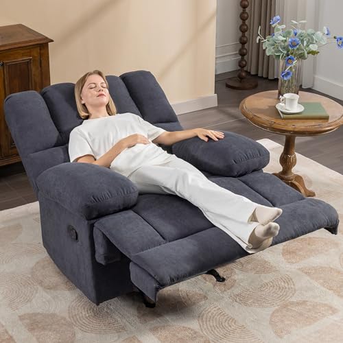 WILLOVE Oversized Rocker Recliner Chair, Overstuffed Rocking Recliners, Soft Big Man Manual Recliner, Extra Large Living Room Chair 350 LBS Capacity, Grey, XL
