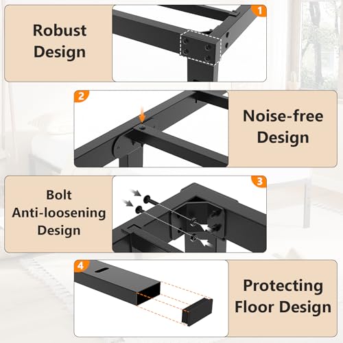 VINGLI 14 Inch Twin Bed Frame, Heavy Duty Metal Platform, No Box Spring Needed, Sturdy Steel Slat Support, Easy Assembly, Noise-Free, 12.4 Inch Underbed Storage,Black VINGLI