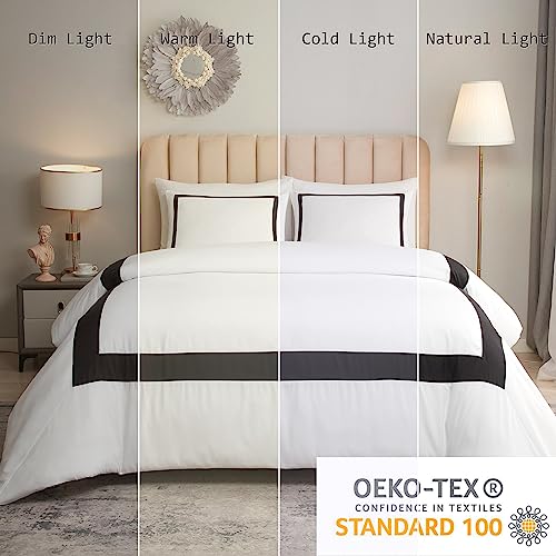 OSVINO King Duvet Cover Set-Hotel Luxury Black White Geometric Line Pattern Microfiber Bedding, 3 Pieces with Pillowcase, Soft Breathable with Zipper Closure Wrinkle Resistant, Comforter Not Included OSVINO