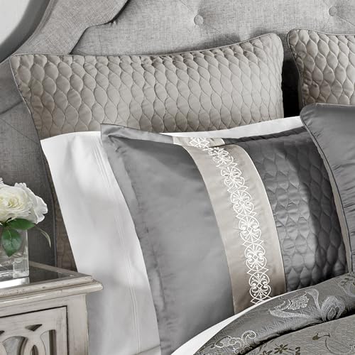 Riverbrook Home Elegant Collection Comforter Set, King, Kacee - Platinum, 12-Piece Set Riverbrook Home
