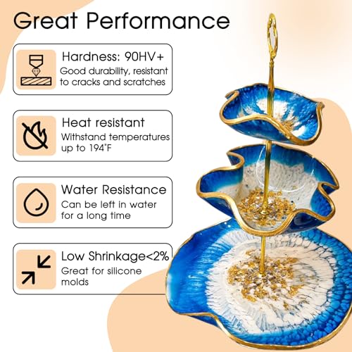 JDiction 1 Gallon Epoxy Resin, Clear Casting Self-Leveling Resin, Low Viscosity Bubble-Free Resin and Hardener Kit for Jewelry Making, Resin Flowers, Coasters, Table Top and Wood Crafts JDiction